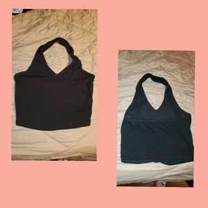 black crop halter top